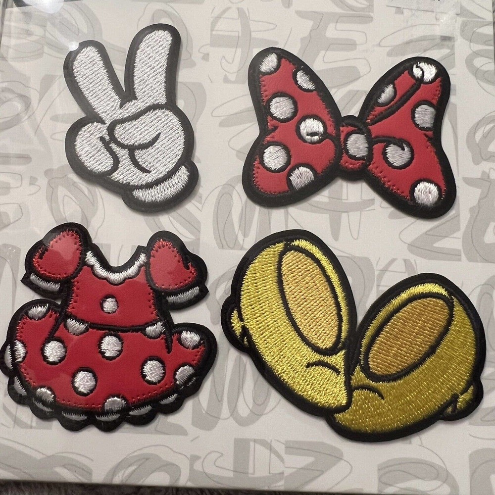 Disney Minnie Mouse Iron On Embroidered Patch 4 Piece(Glove,Bow,Dress&Shoes) NEW - Picture 4 of 4
